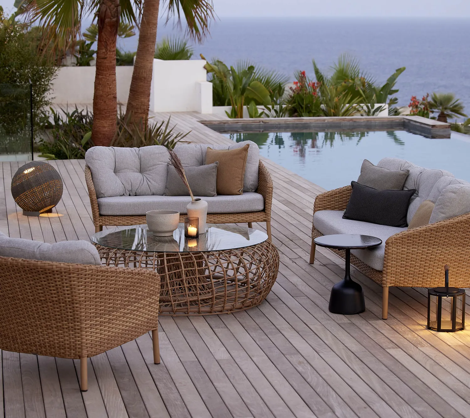 Cane-Line Ocean sofa hyndesæt White Grey QuickDry