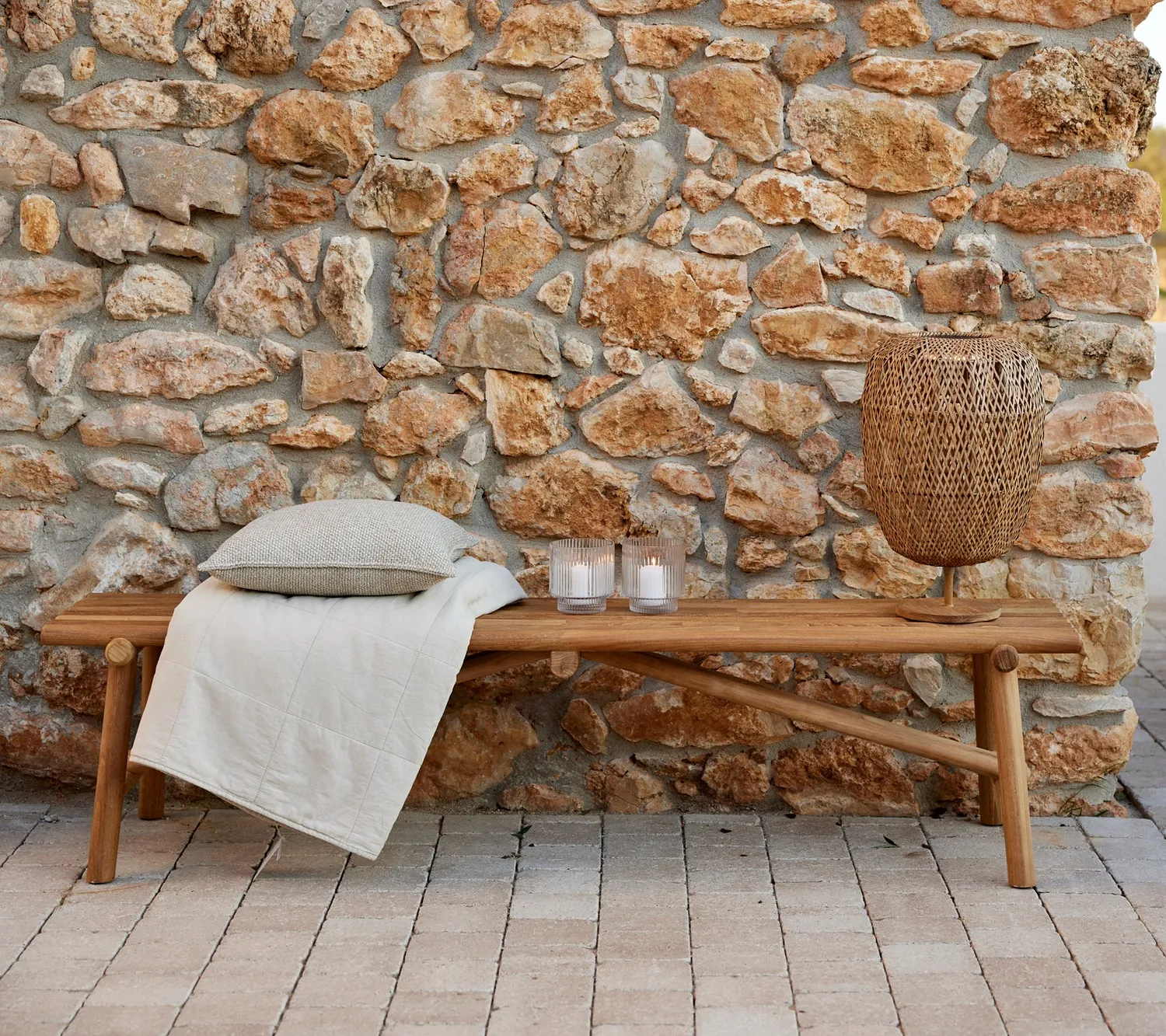 Cane-Line Sticks bænk taupe teak aluminium