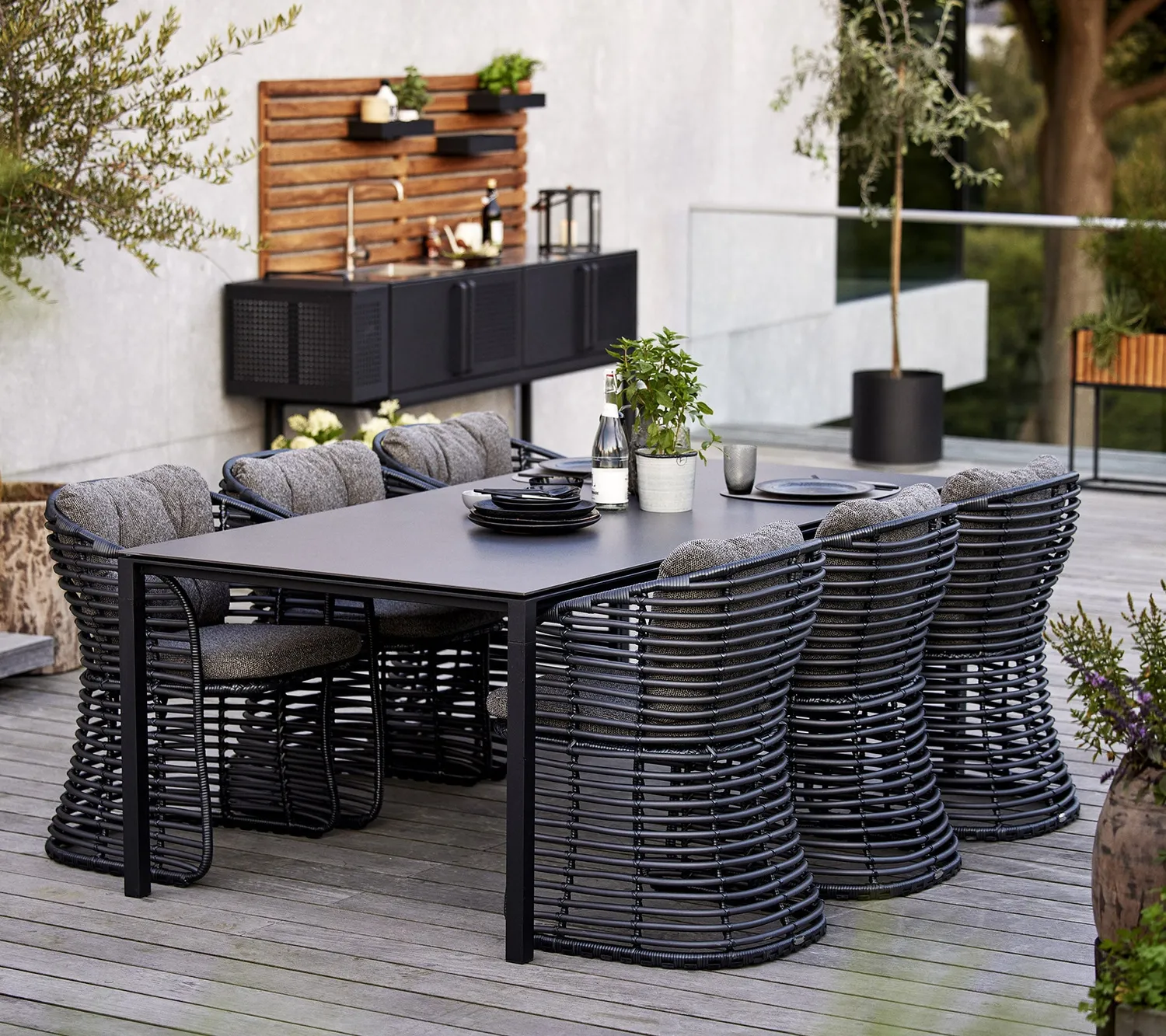Cane-Line Basket spisebordsstol graphite sand udendørs