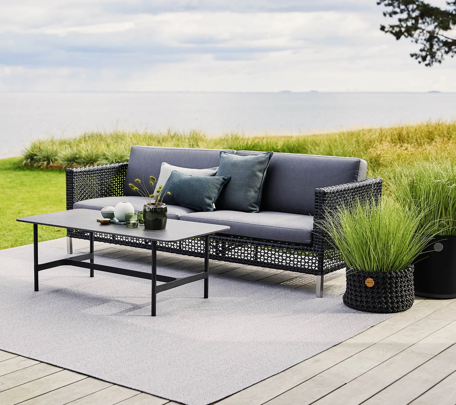 Cane-Line Connect hyndesæt 3-pers sofa taupe udendørs