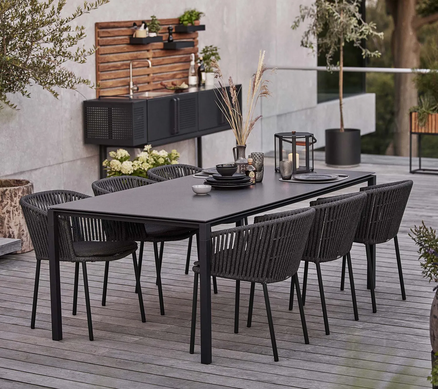 Cane-Line Moments stol stabelbar Grey Soft Rope