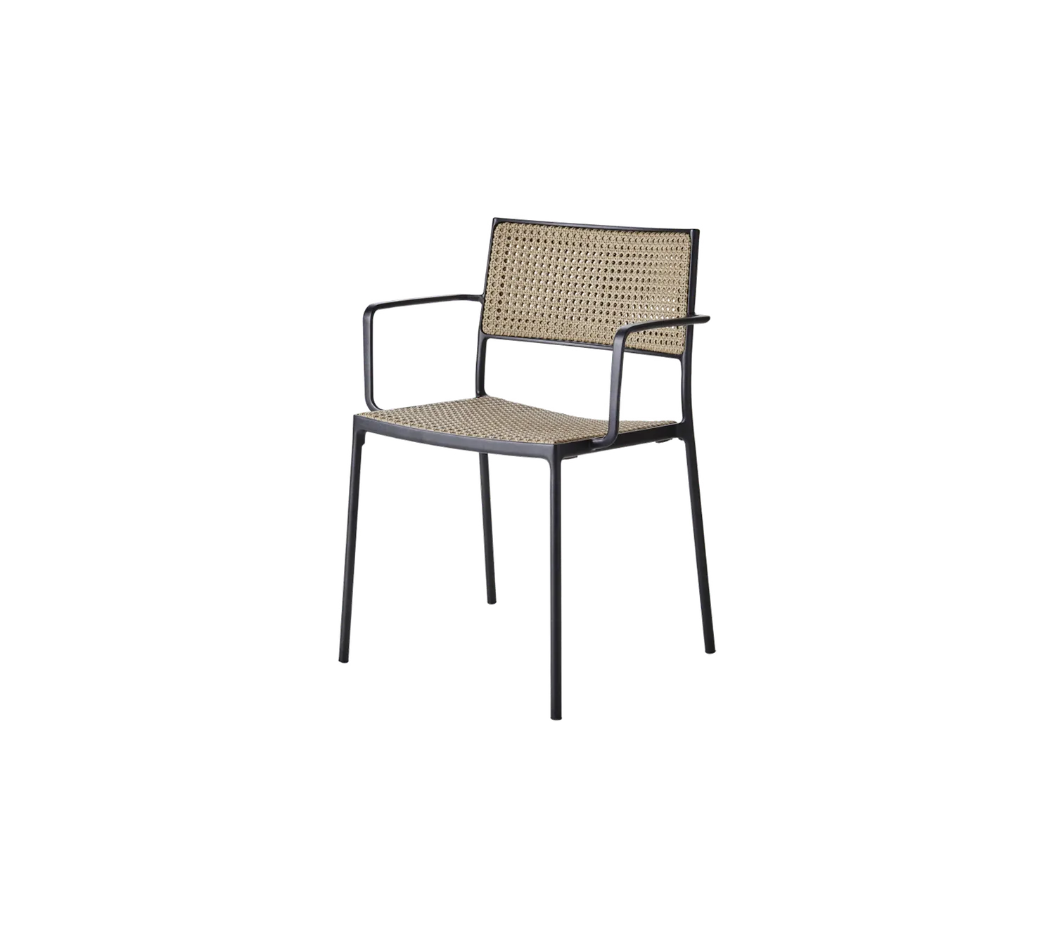 Cane-Line Less stol m/armlæn natural lava grey stabelbar