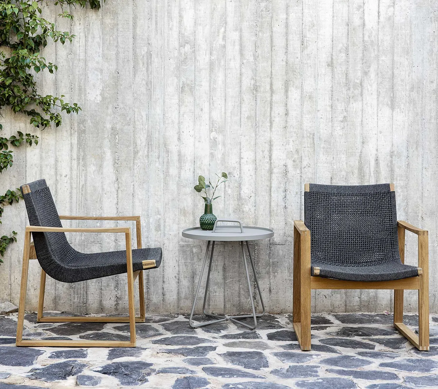 Cane-Line Endless loungestol dark grey Soft Rope teak