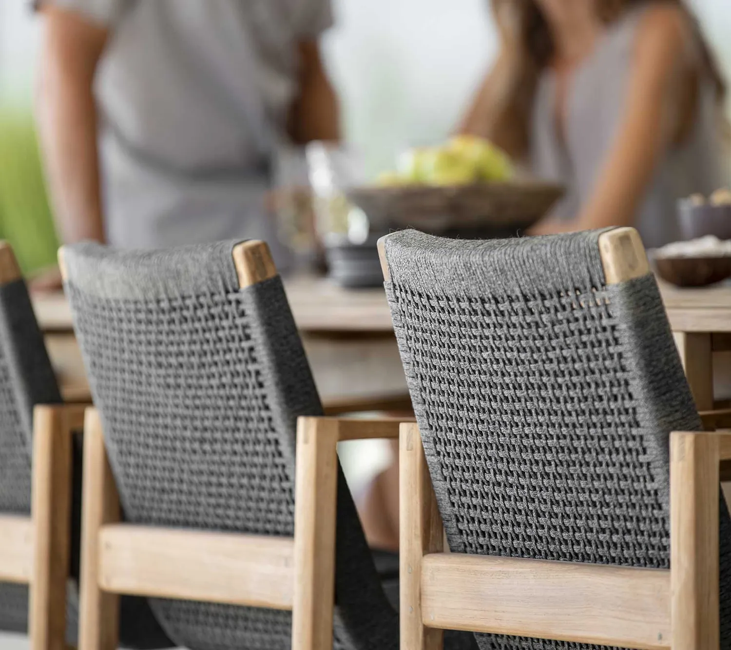 Cane-Line Endless stol Dark grey Soft Rope teak
