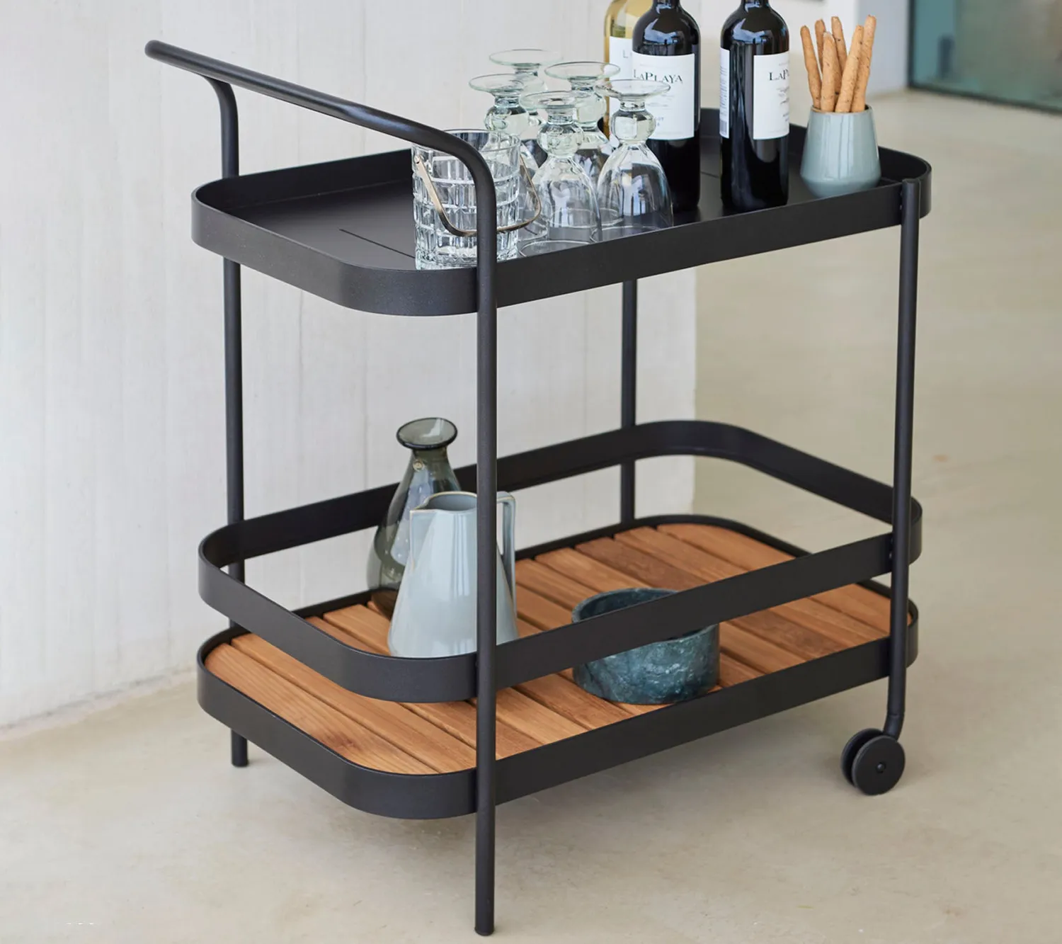 Cane-Line Roll barvogn lava grey med teak