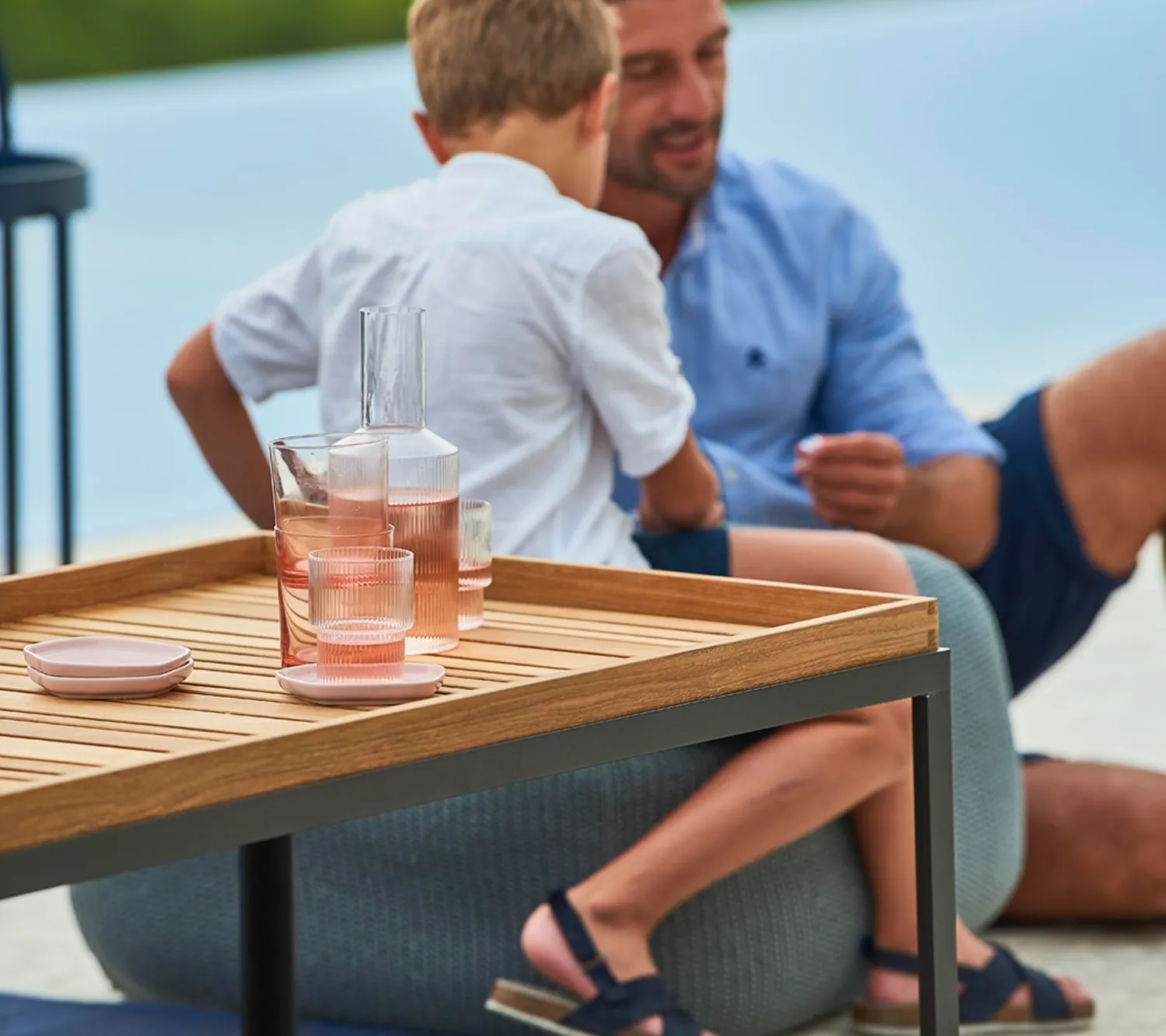 Cane-Line Level sofabord Lava grey Teak rektangulær