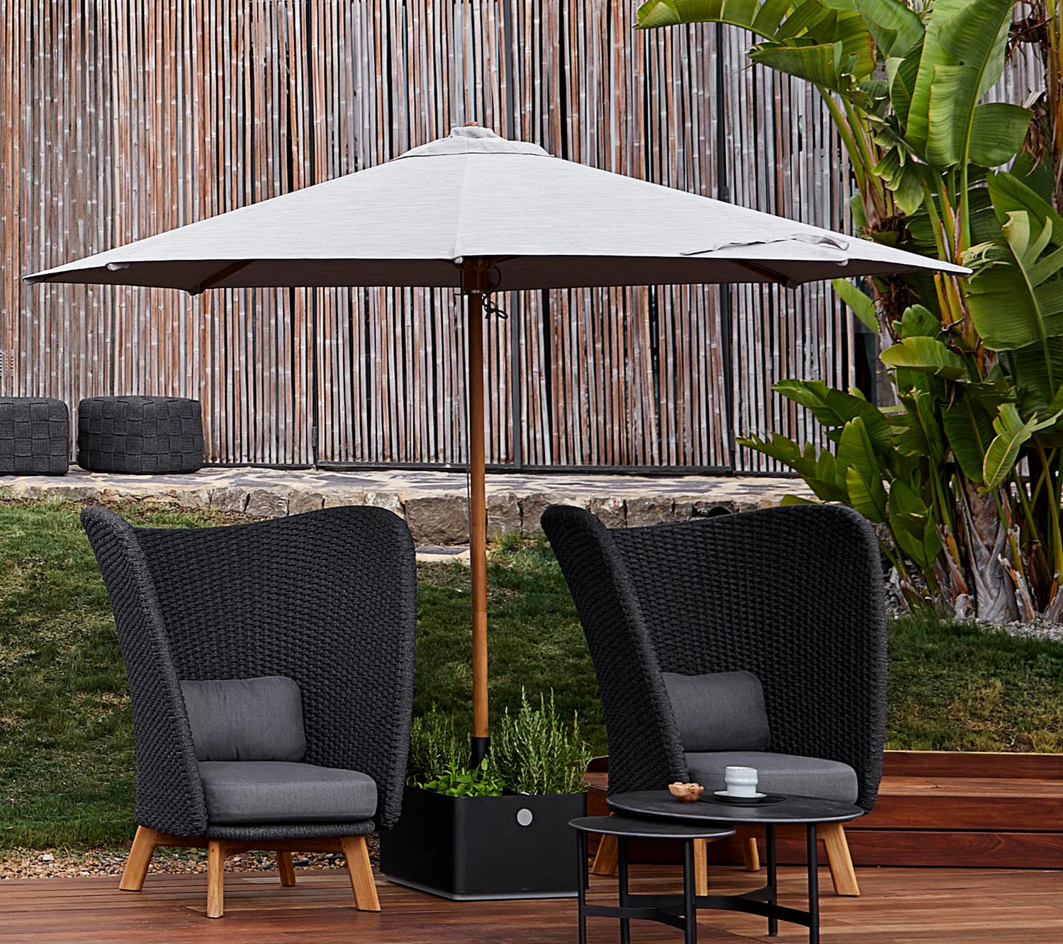 Cane-Line Classic parasol Ø3 m teak med snoretræk