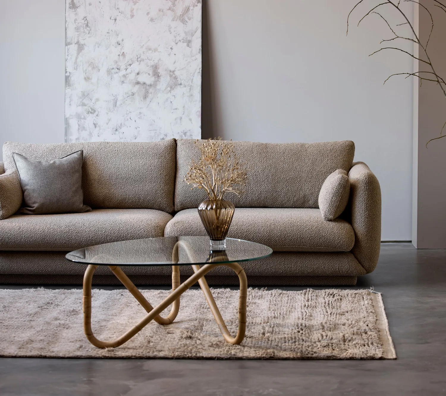 Cane-Line Wave sofabord glas sort rattan indendørs