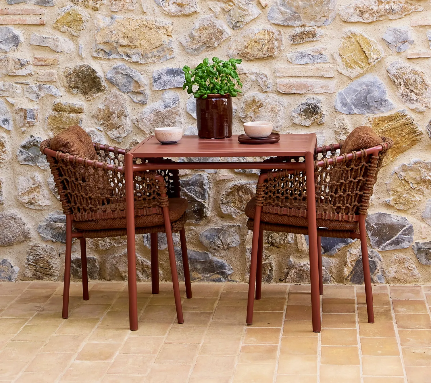 Cane-Line Bliss spisebord 80x80 cm sand aluminium