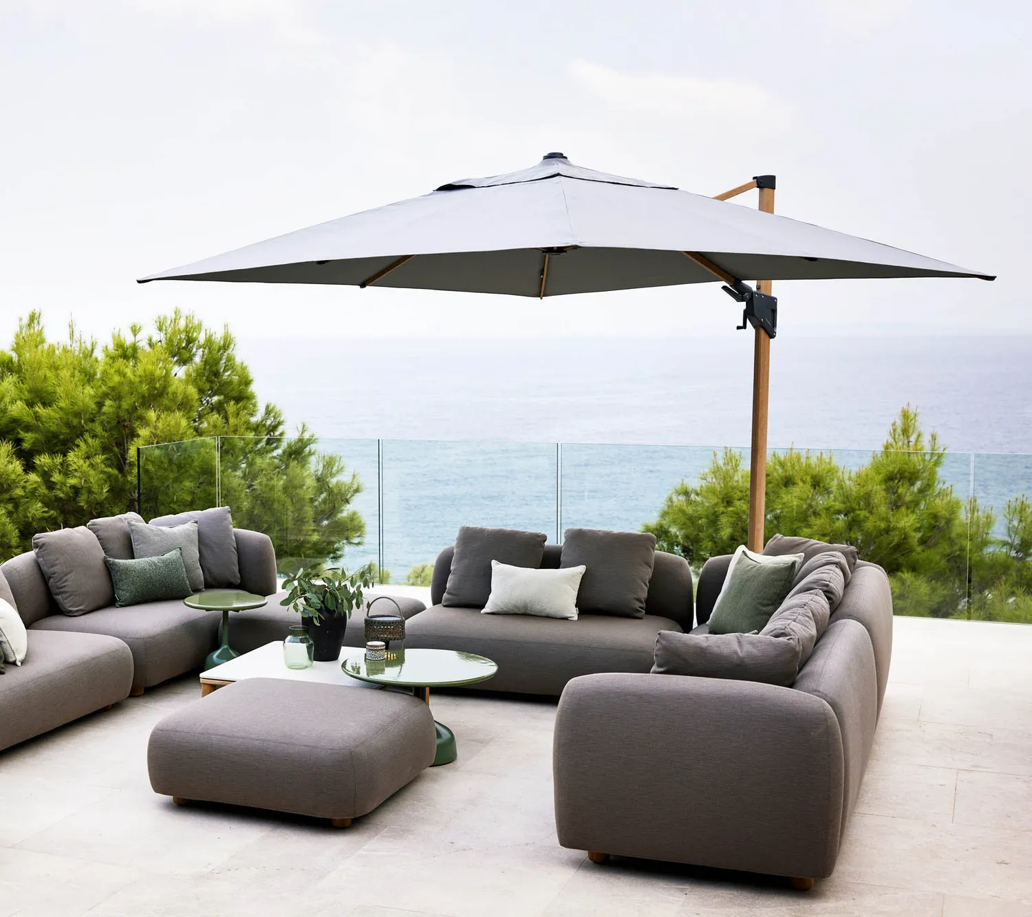 Cane-Line Hyde parasol 3x3 m taupe tilt