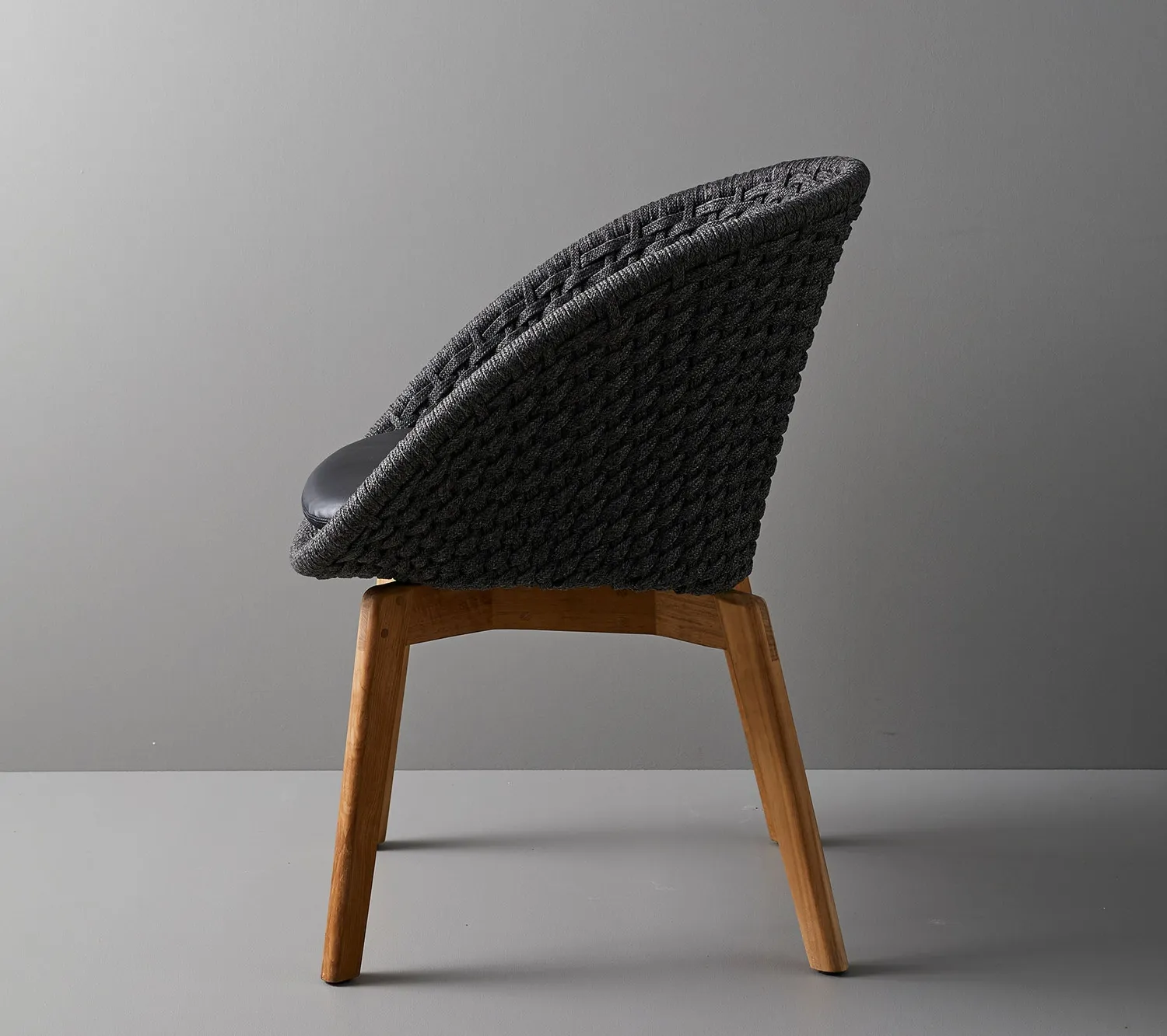 Cane-Line Peacock stol dark grey Soft Rope teak