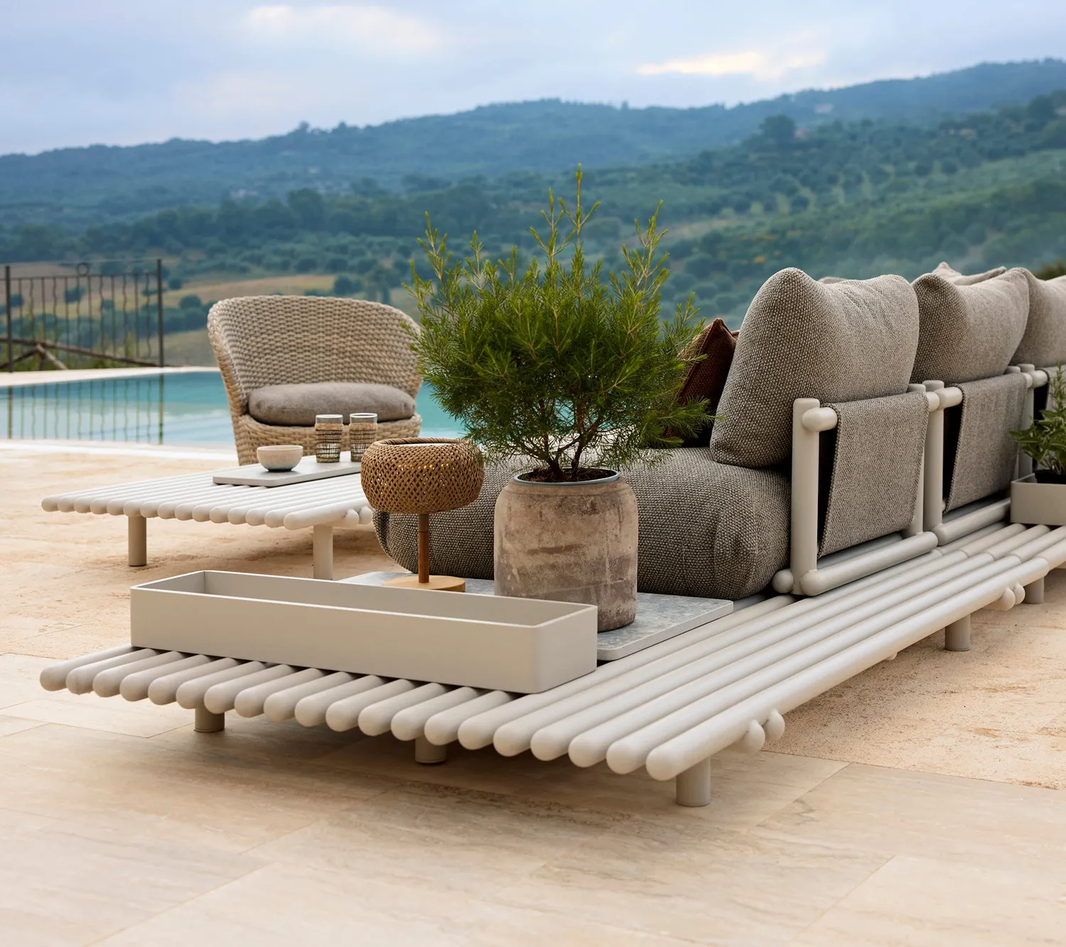 Cane-Line Sticks Platform sofamodul base sand teak