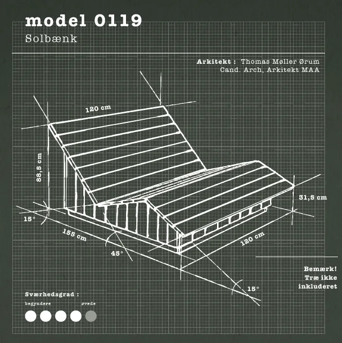 ARKI kit Model 0119 solbænk byggesæt bred i træ