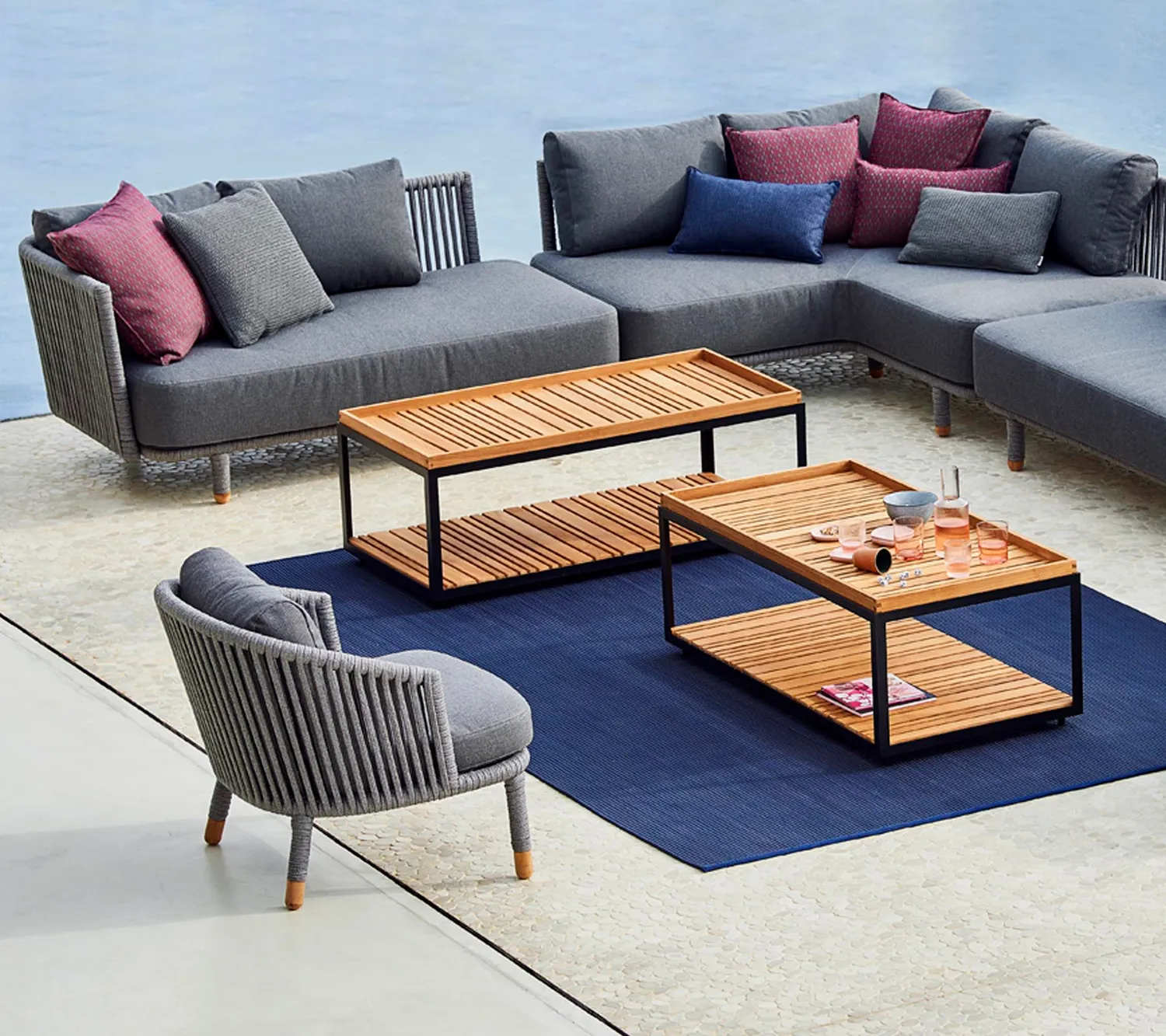 Cane-Line Level sofabord Lava grey Teak rektangulær