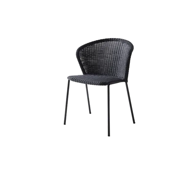 Cane-Line Lean stol black Weave stabelbar