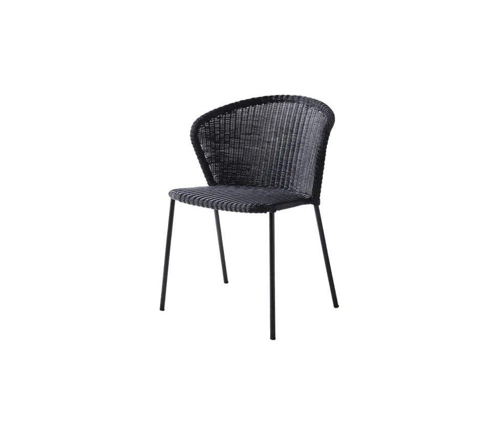 Cane-Line Lean stol black Weave stabelbar