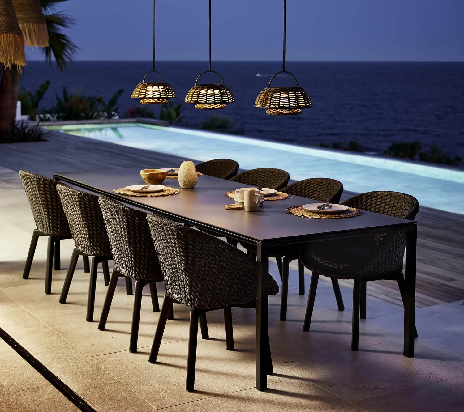 Cane-line Illusion hængelampe Dark Grey Solar LED