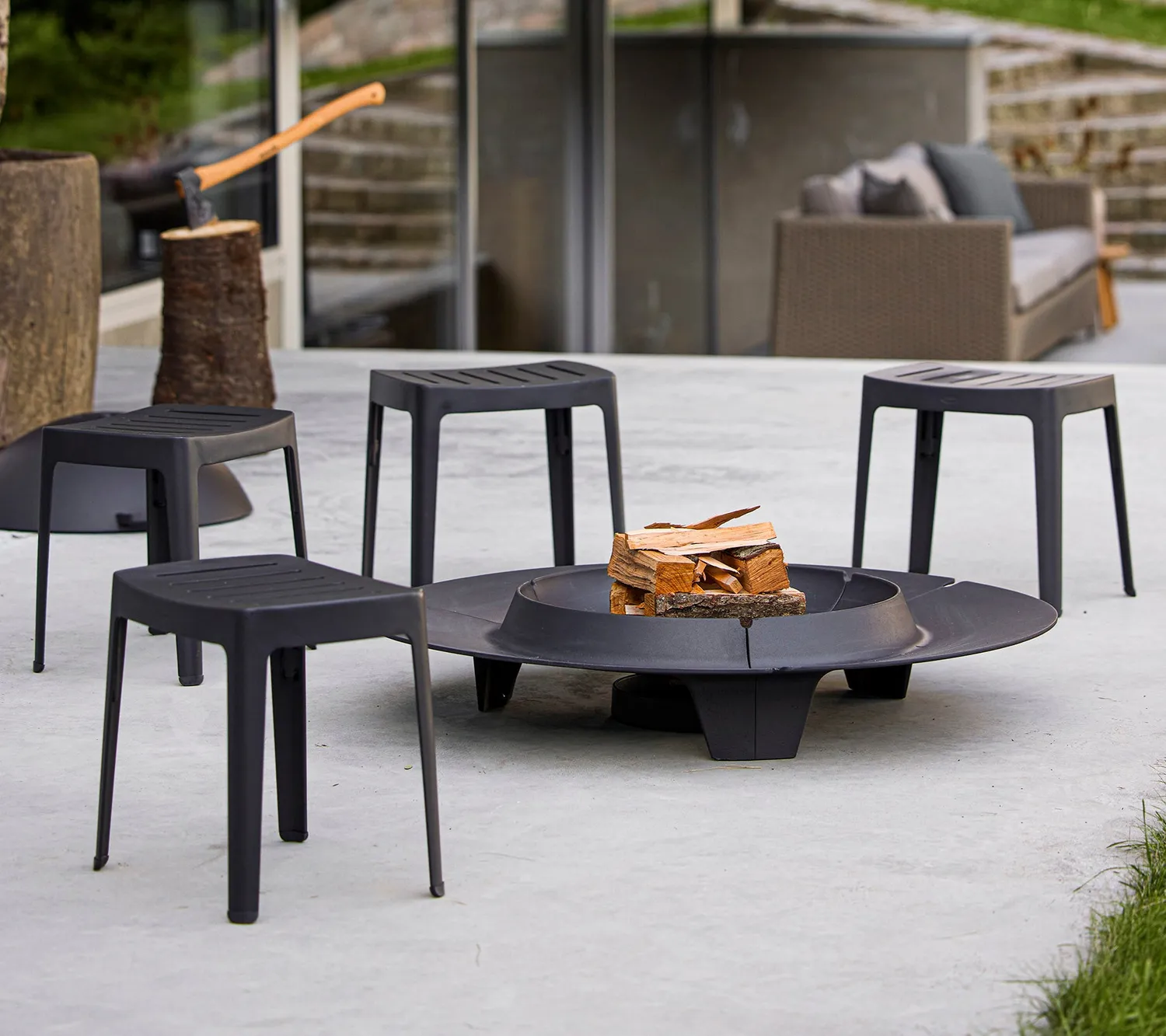 Cane-Line Cut skammel white aluminium dark grey
