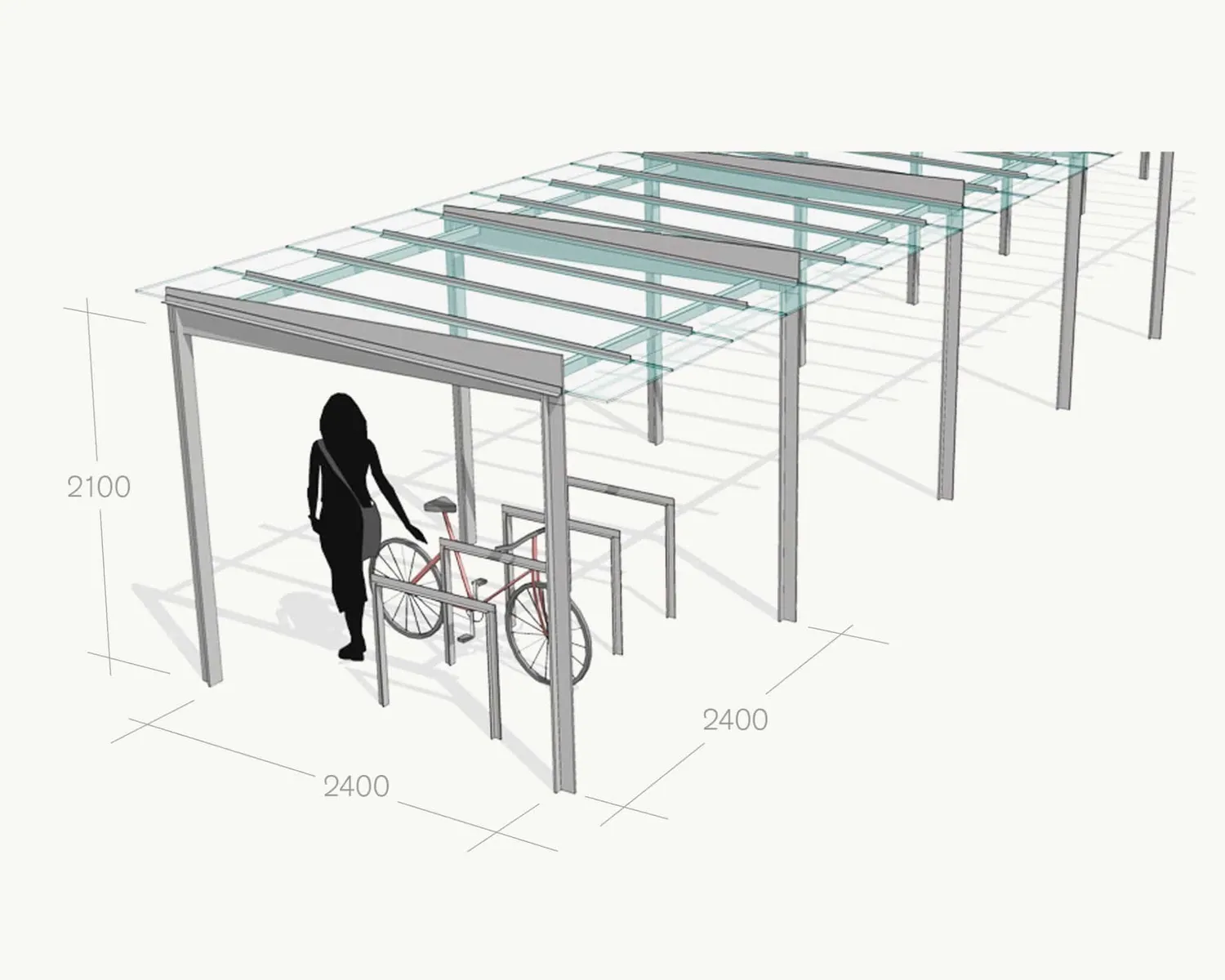 GH Form cykeloverdækning i stål og glas