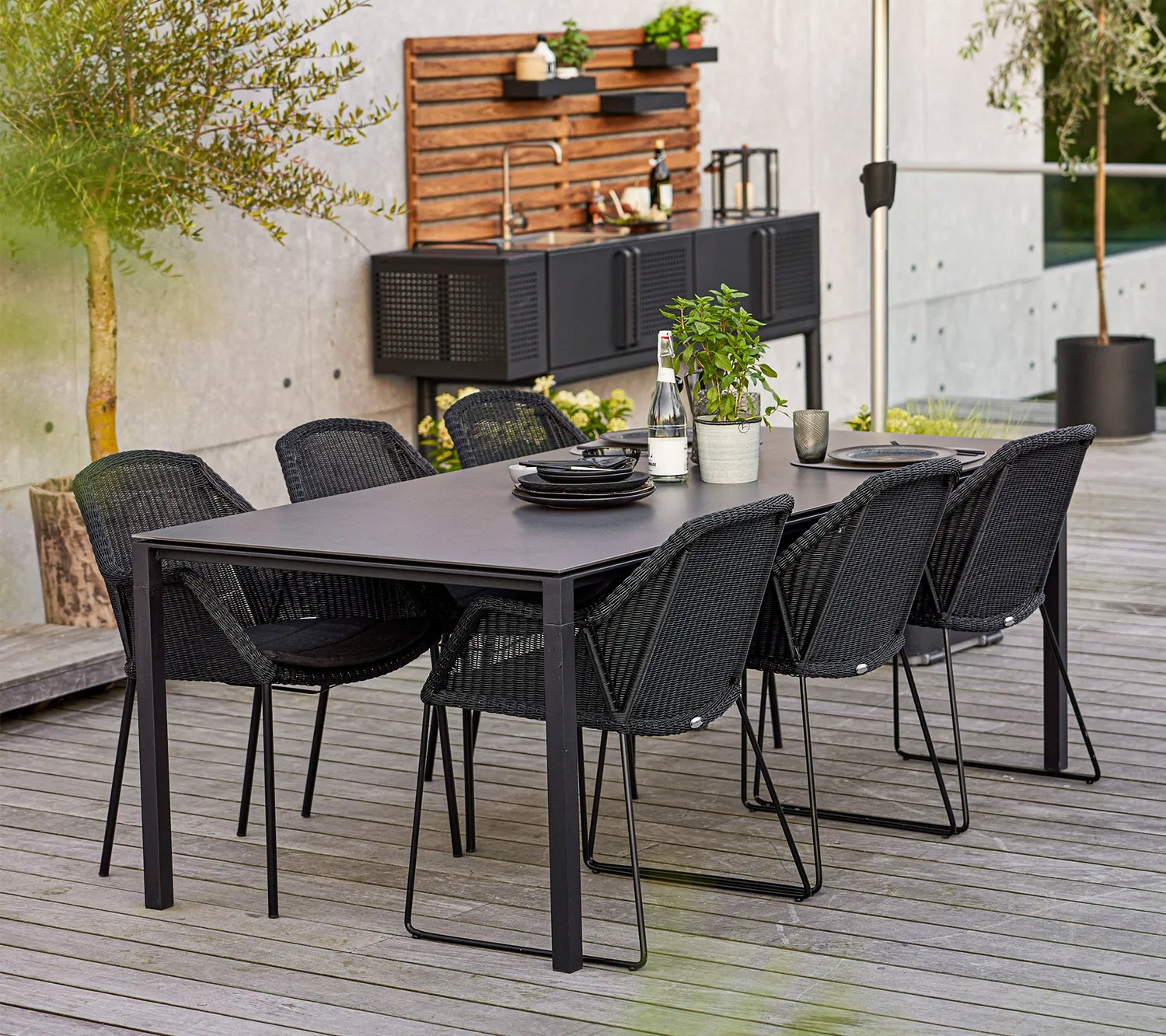 Cane-Line Breeze stol black flet udendørs spisestol