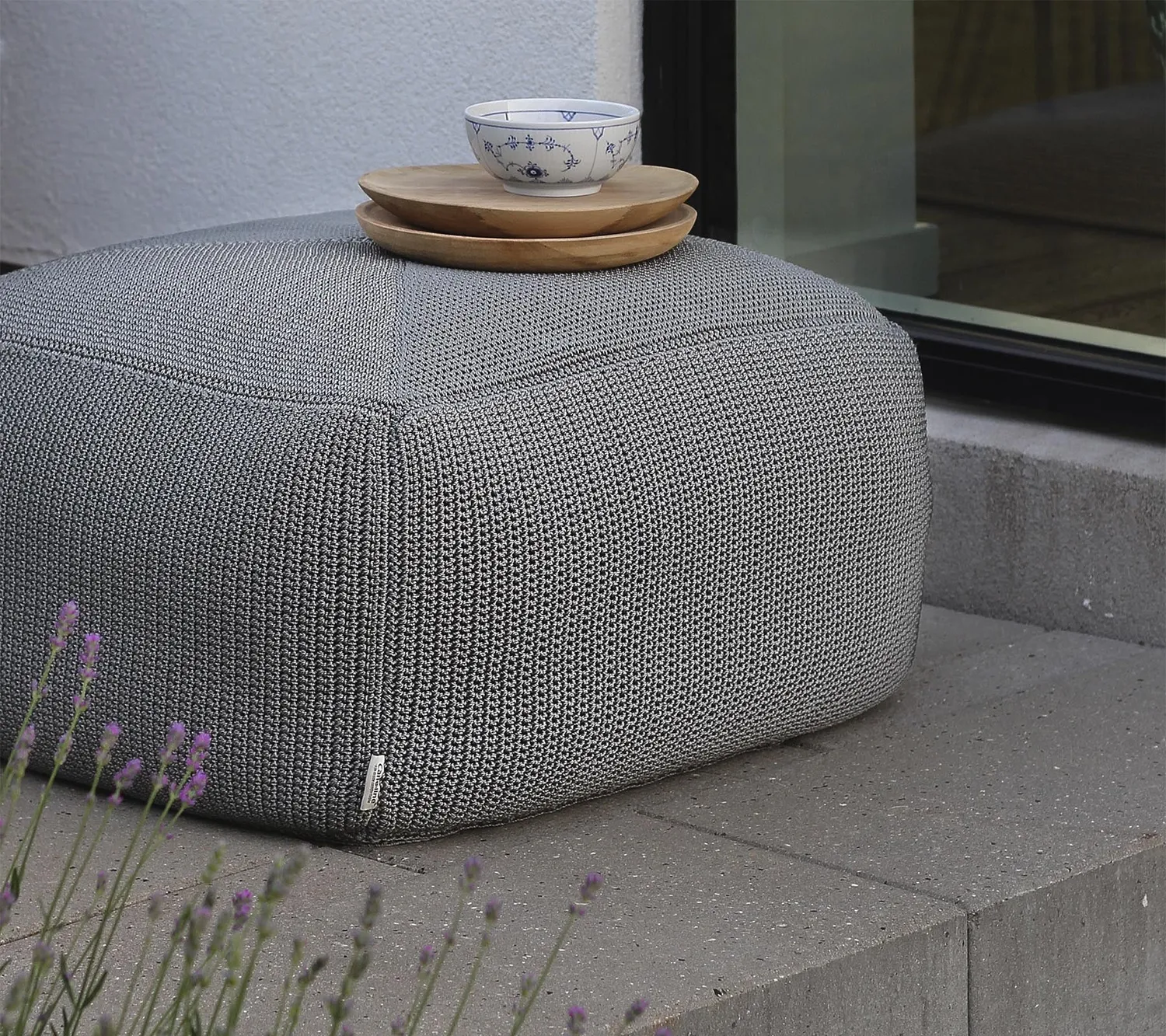 Cane-Line Divine fodskammel 60x60 cm turkis