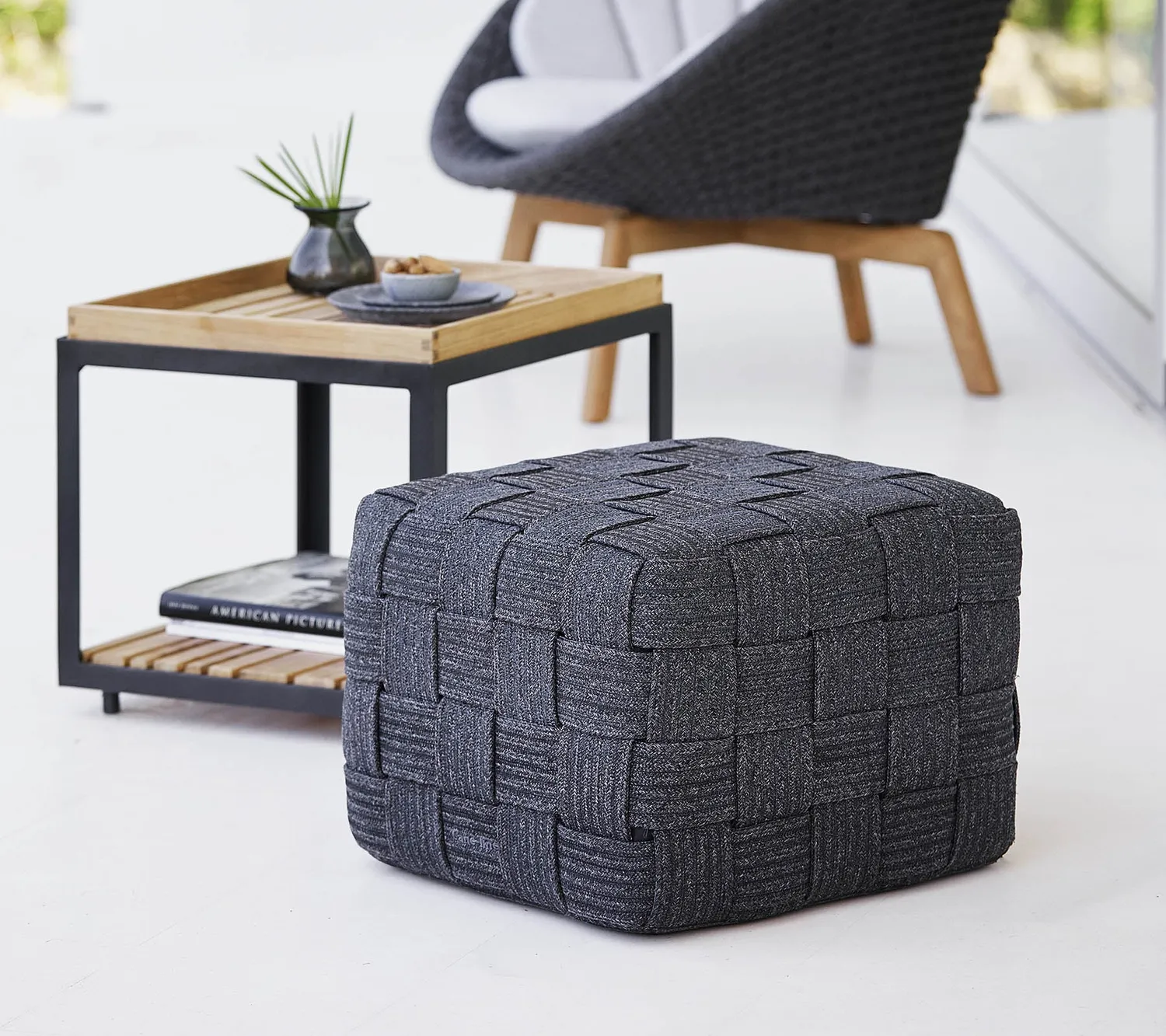 Cane-Line Cube fodskammel Soft Rope QuickDry