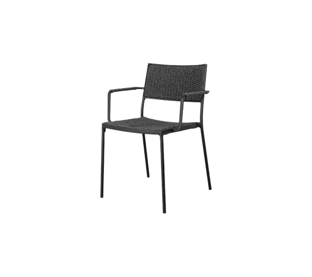 Cane-Line Less stol m/armlæn natural lava grey stabelbar