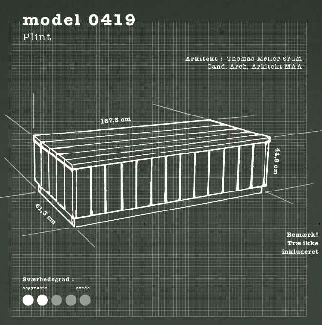 ARKI kit Model 0419 plint byggesæt bænk i træ lav