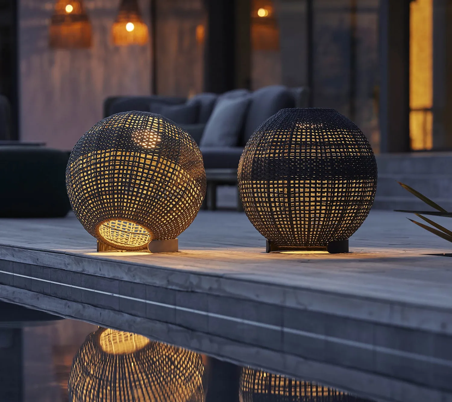 Cane-Line Illusion rund lampe Taupe Soft Rope Solar