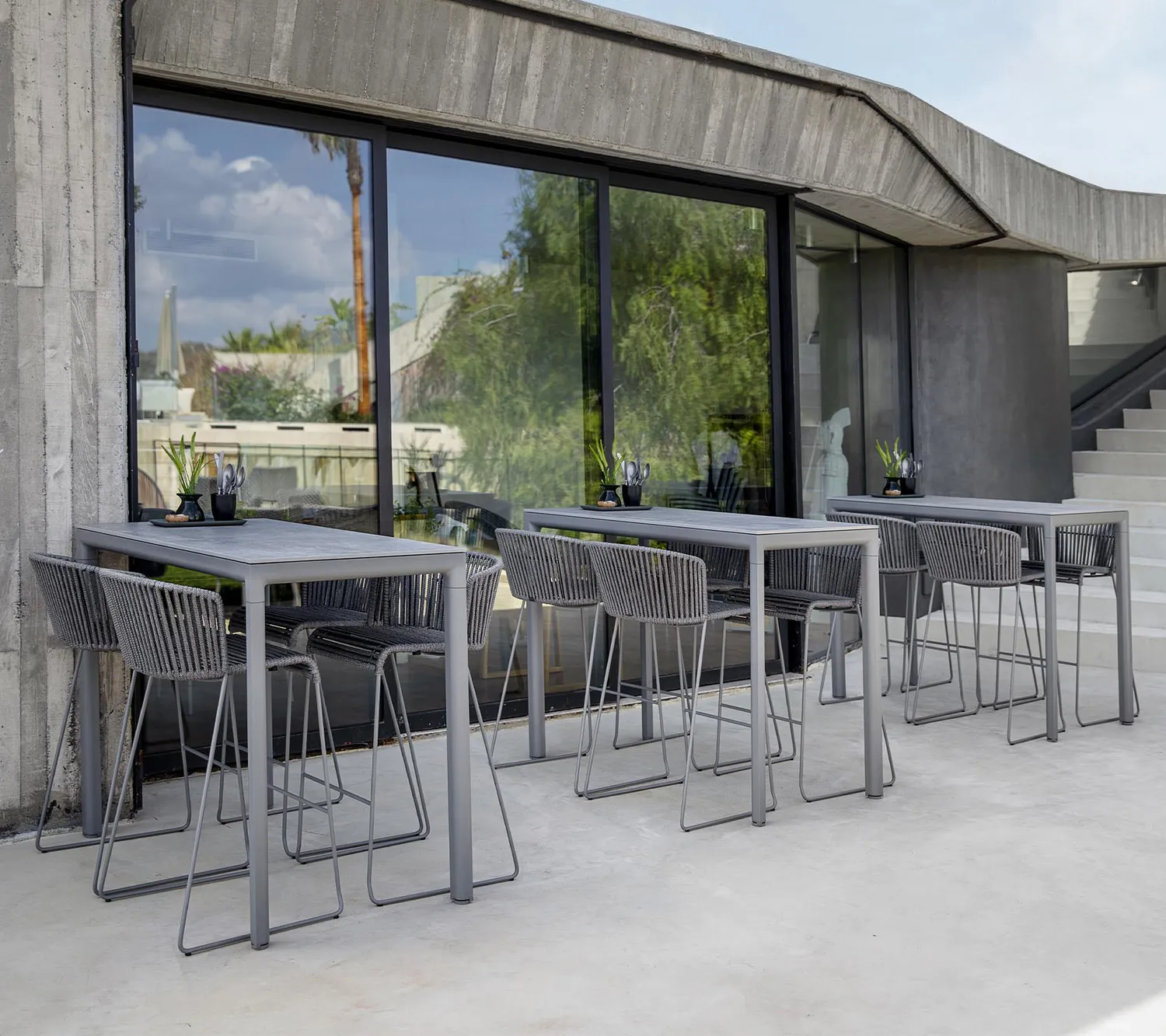 Cane-Line Moments barstol grey Soft Rope stabelbar