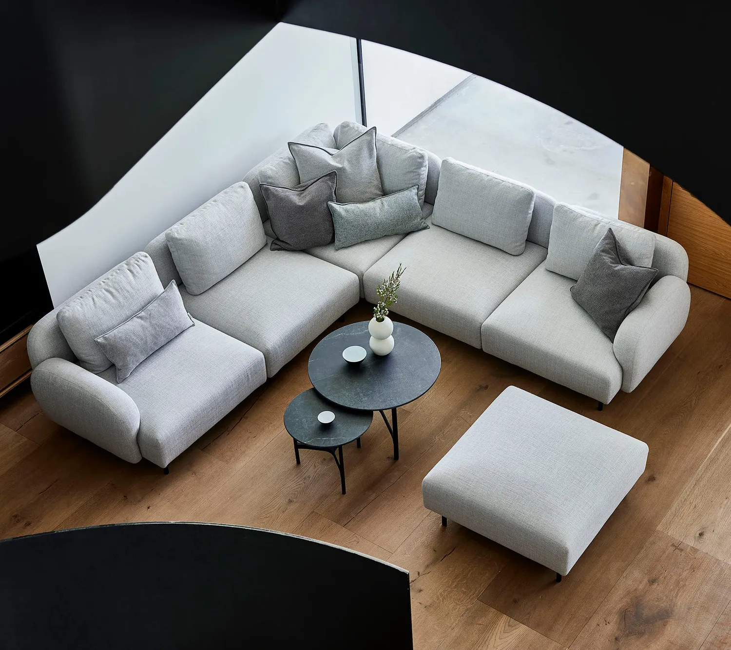 Cane-Line Aura puf light grey Essence stof