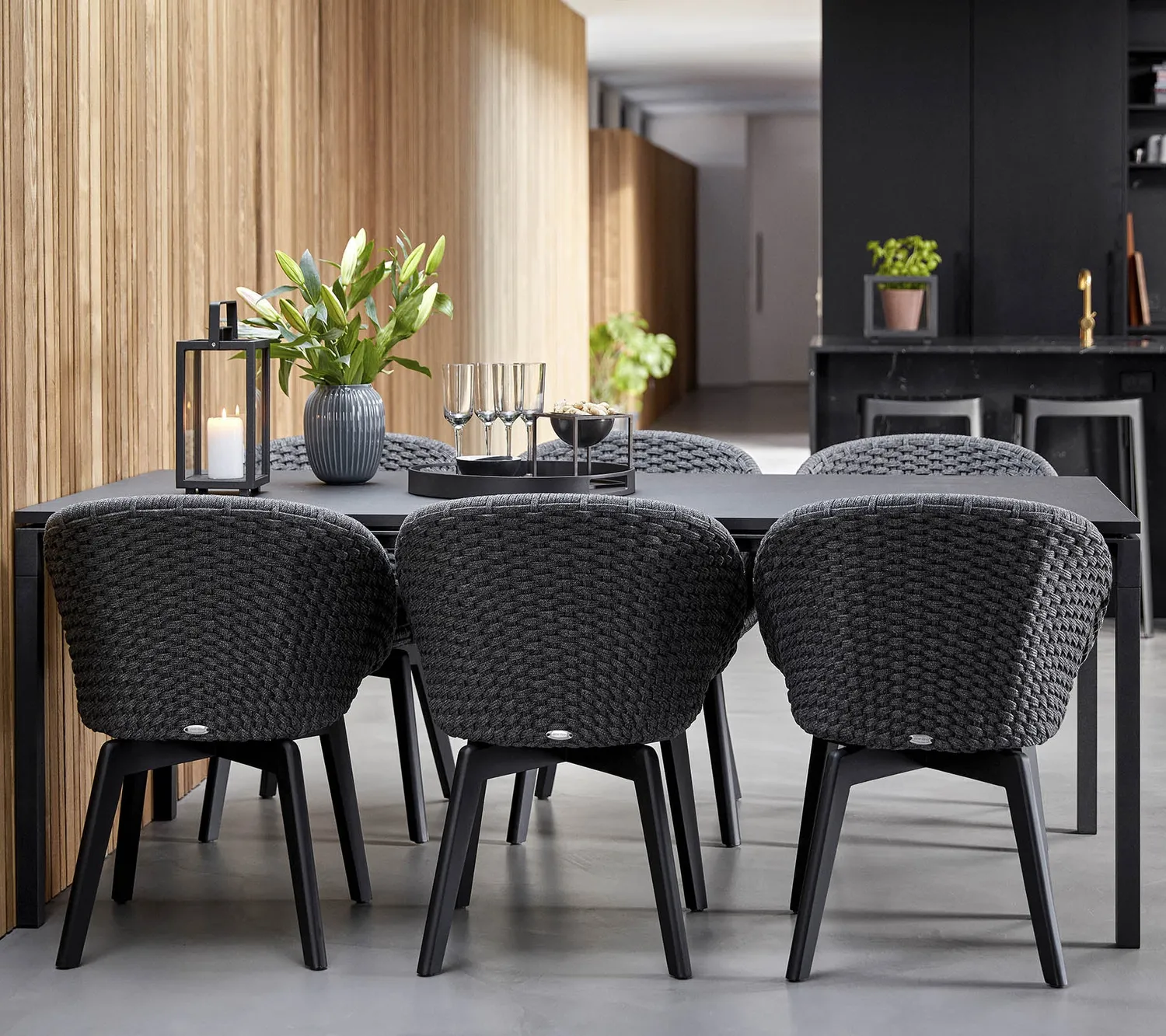 Cane-Line Peacock stol dark grey Soft Rope teak