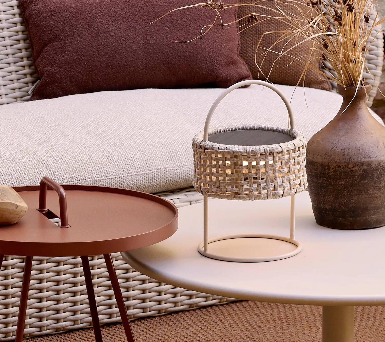 Cane-Line Illusion lampe mørkegrå Soft Rope solar