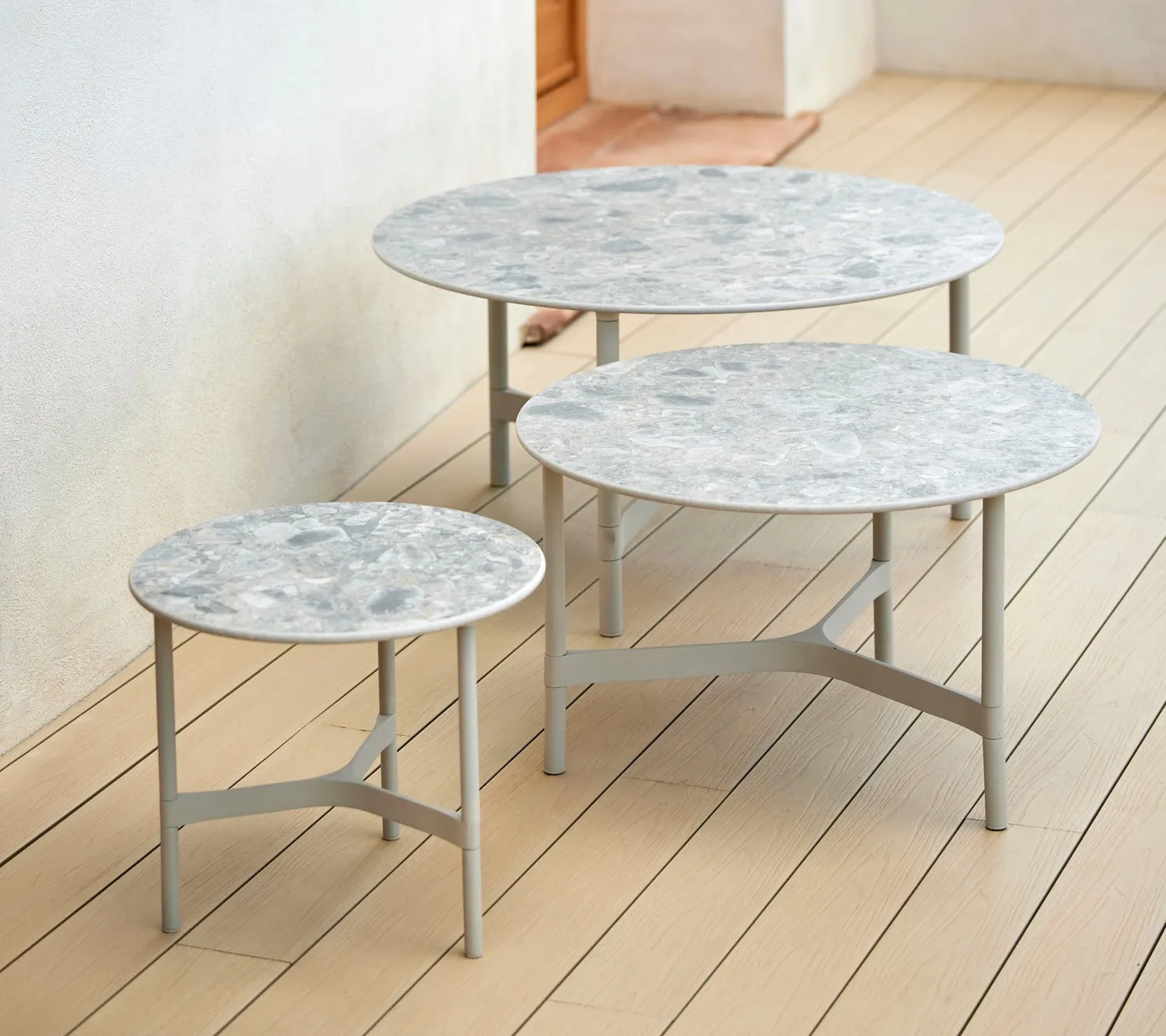 Cane-Line Twist sofabord lille Lava grey Fossil black keramik