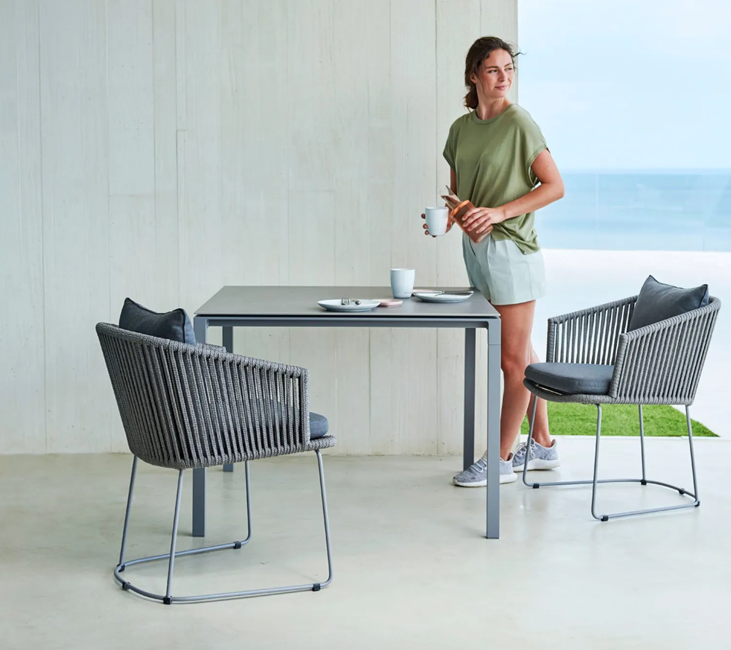 Cane-Line Moments stol grey soft rope sand