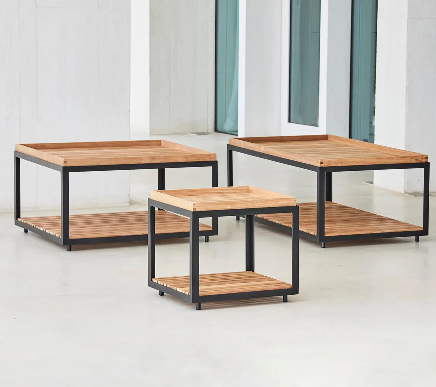 Cane-Line Level sofabord stor teak lava grey ceramic