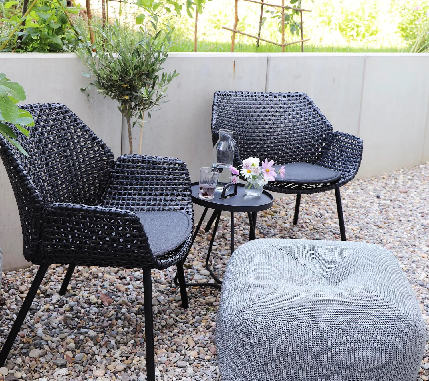 Cane-Line Vibe loungestol sort grafit weave