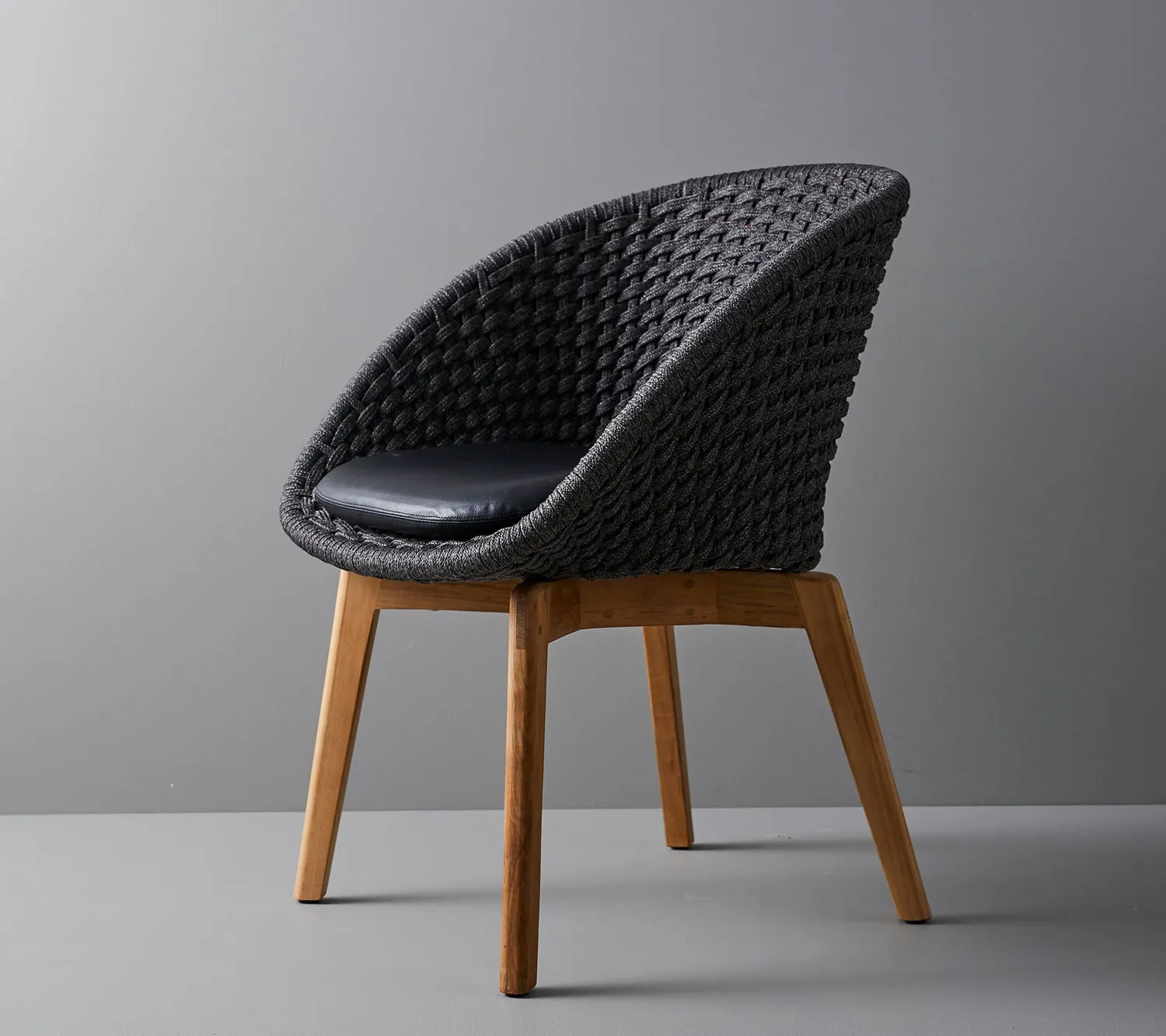 Cane-Line Peacock stol dark grey Soft Rope teak