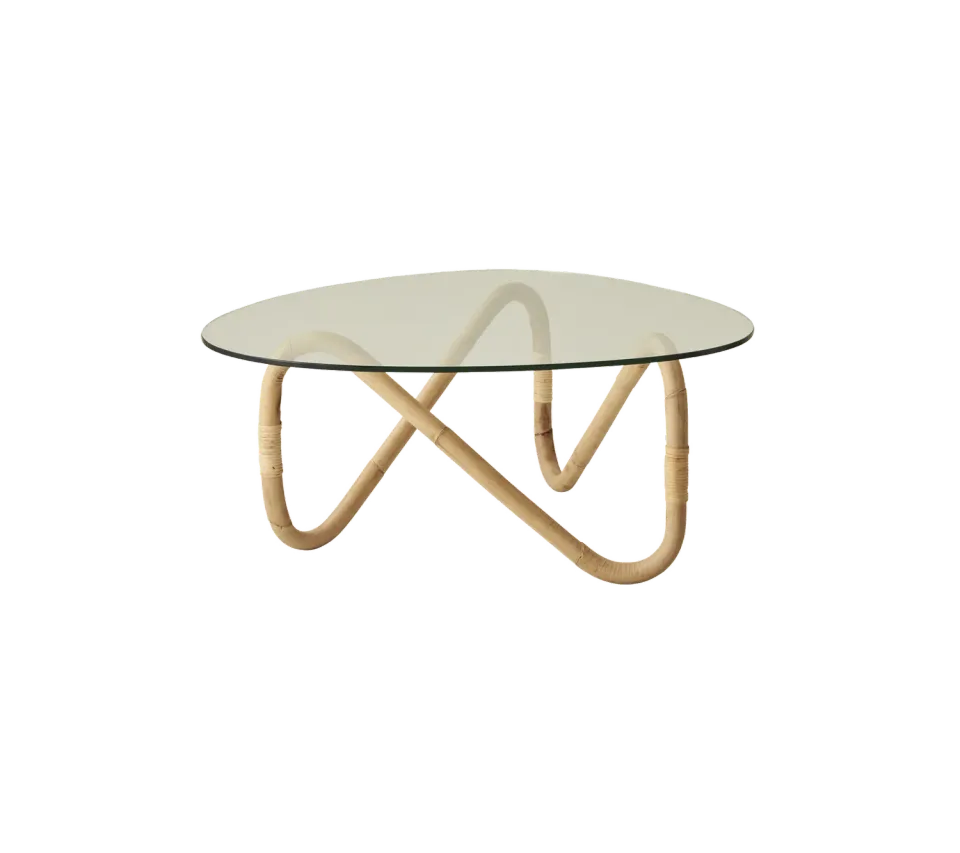 Cane-Line Wave sofabord glas sort rattan indendørs
