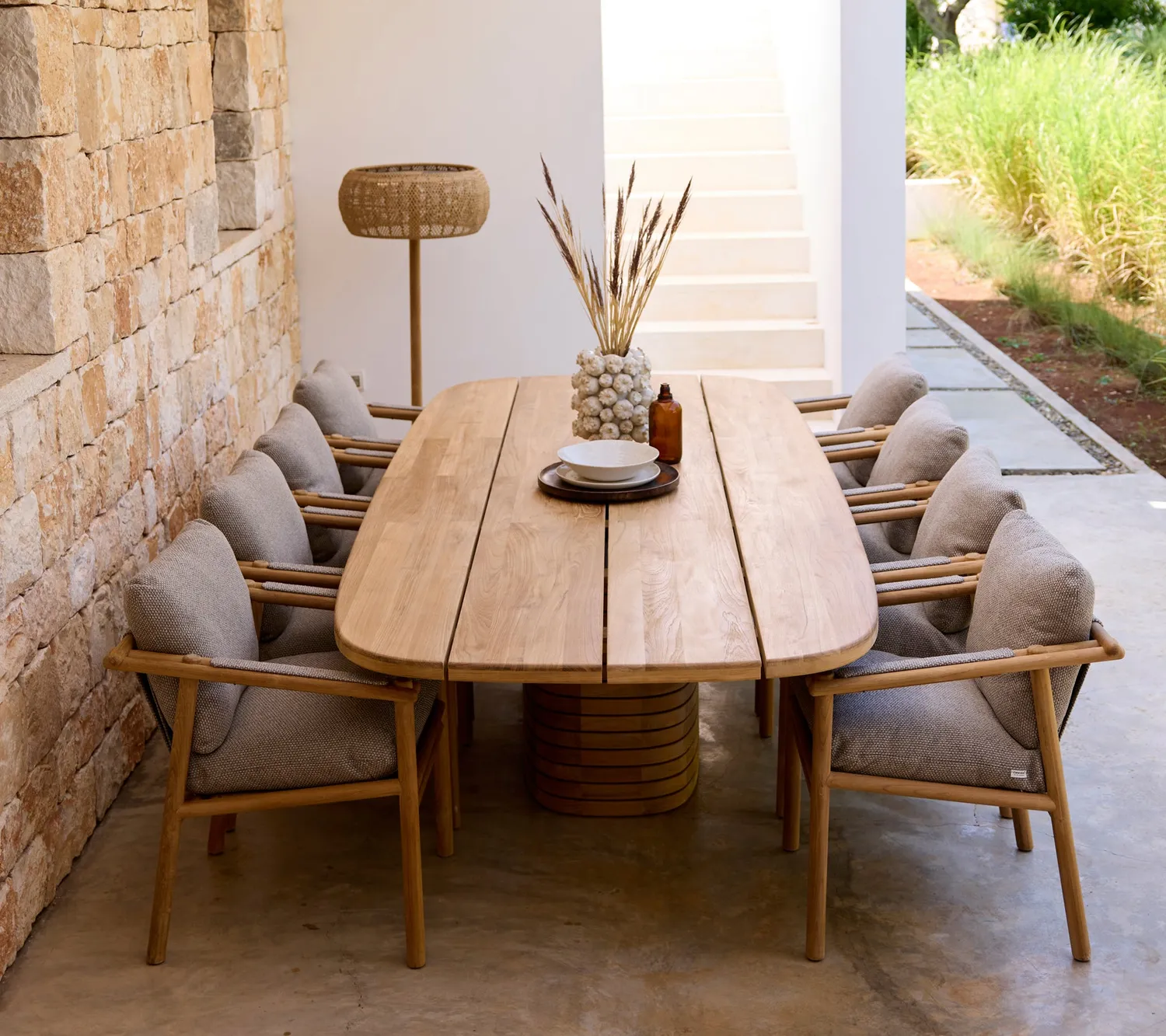 Cane-Line Illusion Glow standerlampe natural teak solar
