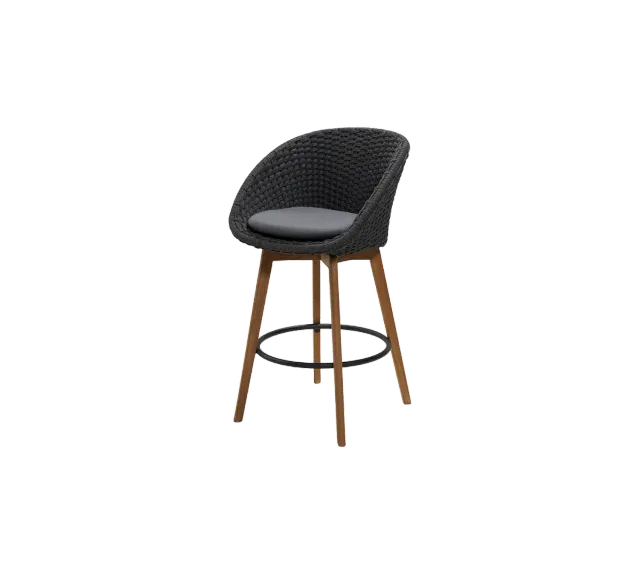 Cane-Line Peacock barstol dark grey teak Desert sand