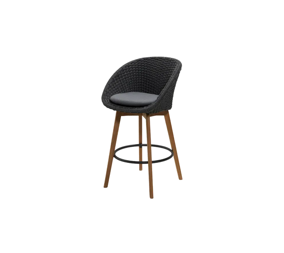 Cane-Line Peacock barstol dark grey teak Desert sand