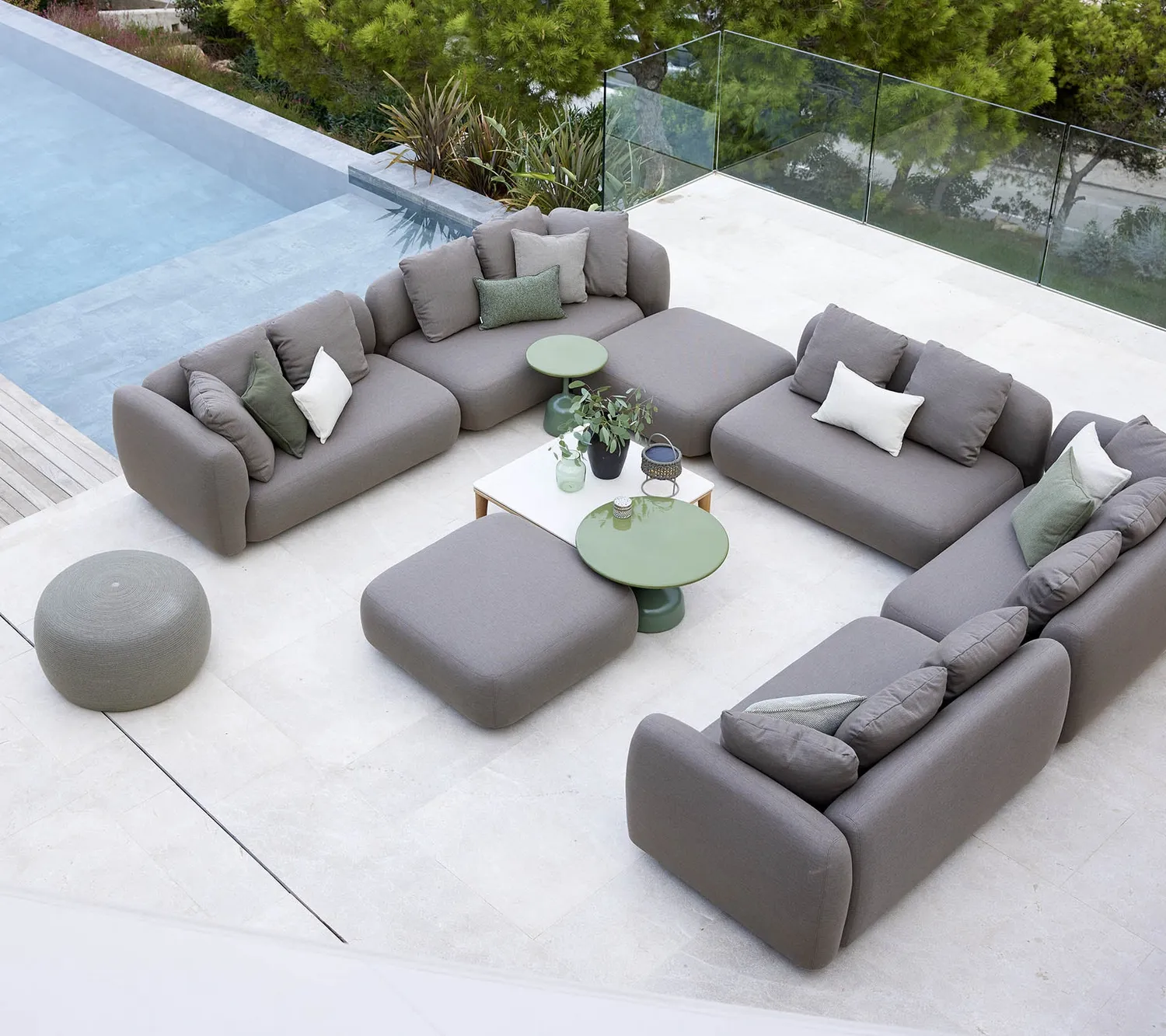 Cane-Line Capture sofabord 85x85 teak keramik taupe