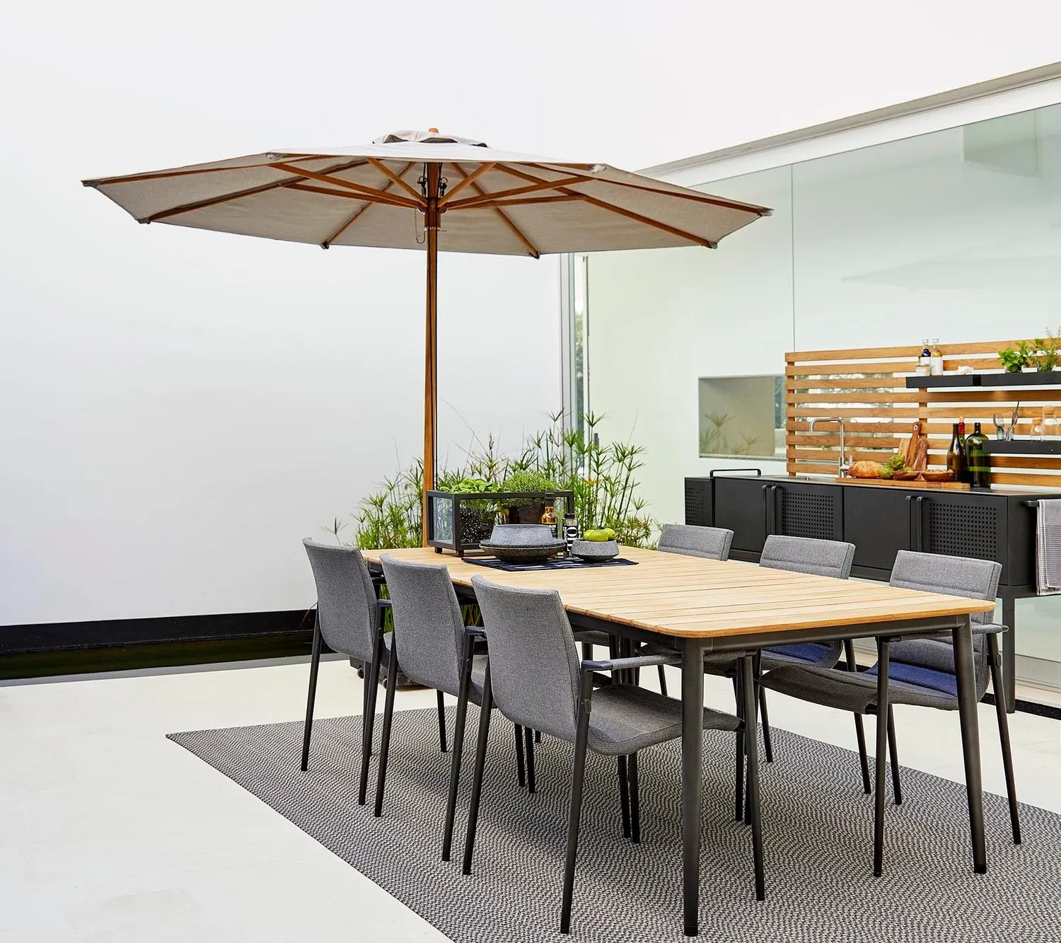 Cane-Line Classic parasol Ø3 m teak med snoretræk