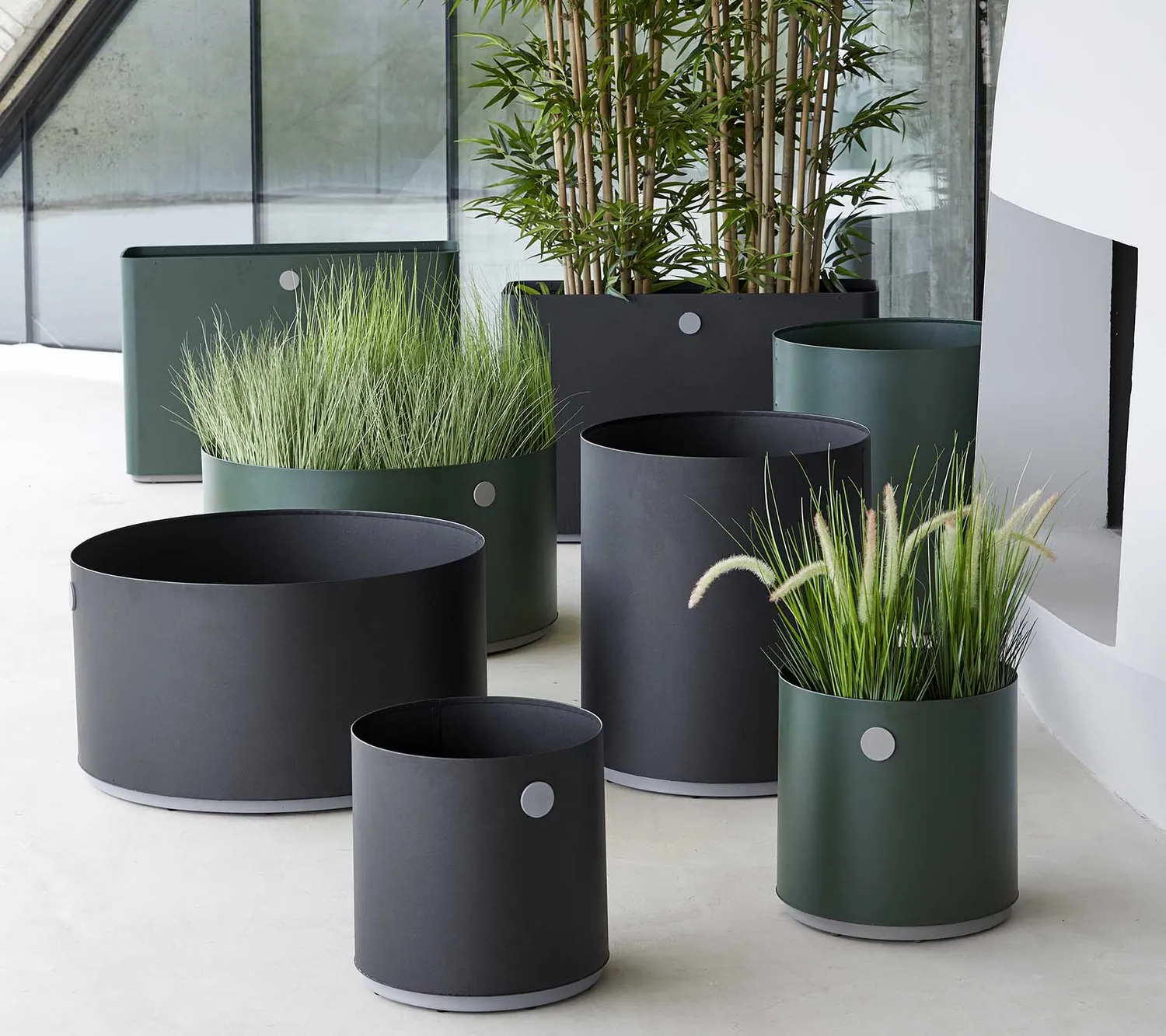 Cane-Line Grow plantekasse medium dark green/taupe
