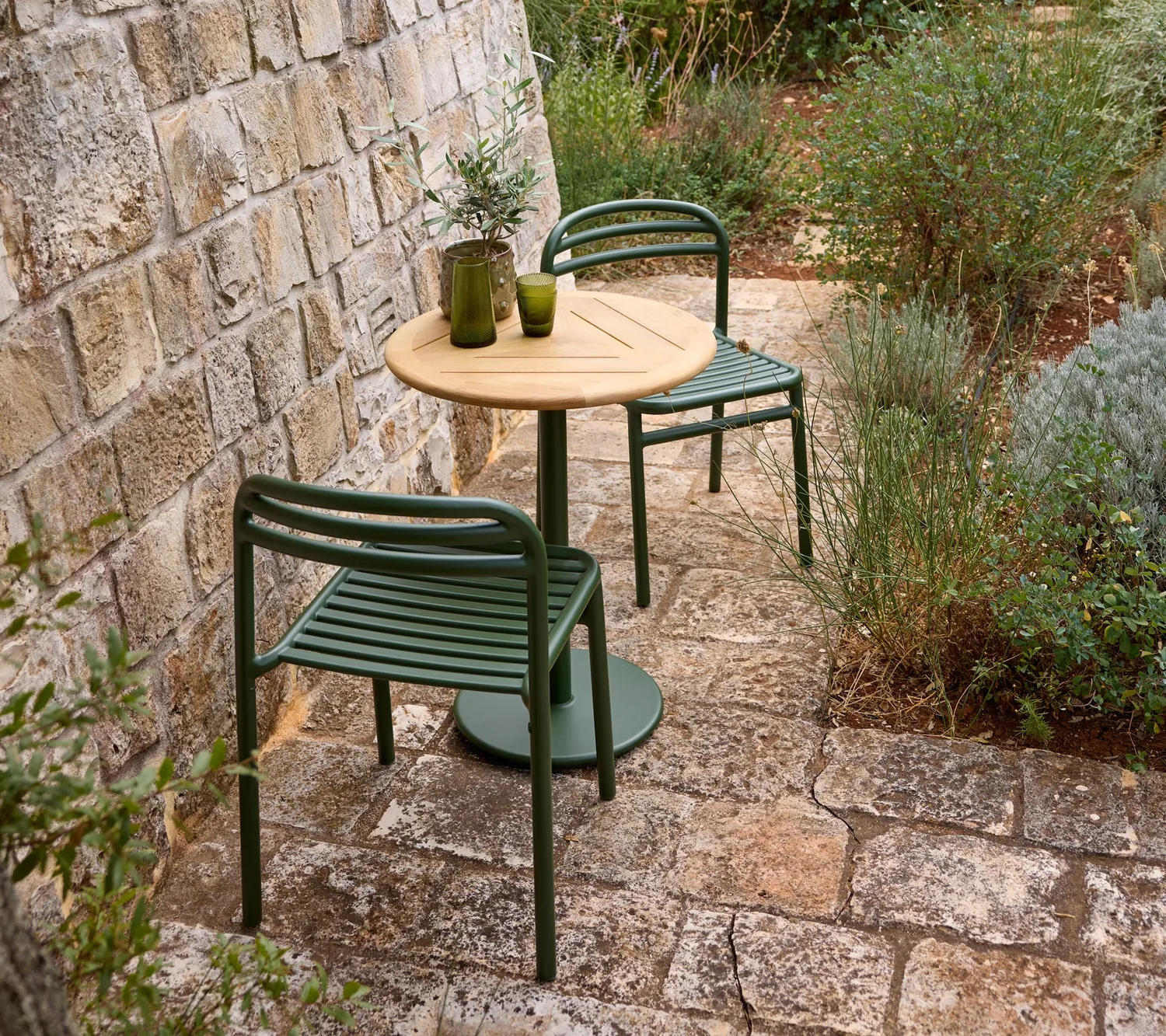 Cane-Line Go cafébord 60 cm sand aluminium teak