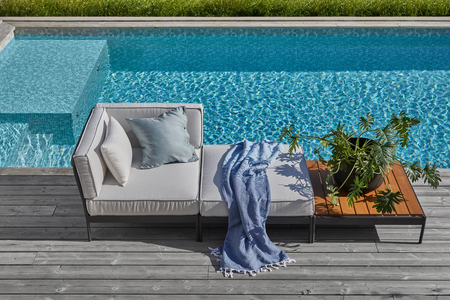Skargaarden Lidö loungebord aluminium teakplade