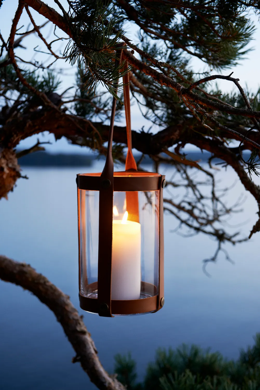Skargaarden Marstrand lanterne mørkt læder glas