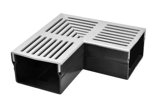 DUTRA STAR-Drain hjørnestykke 100x50 alu rist grå