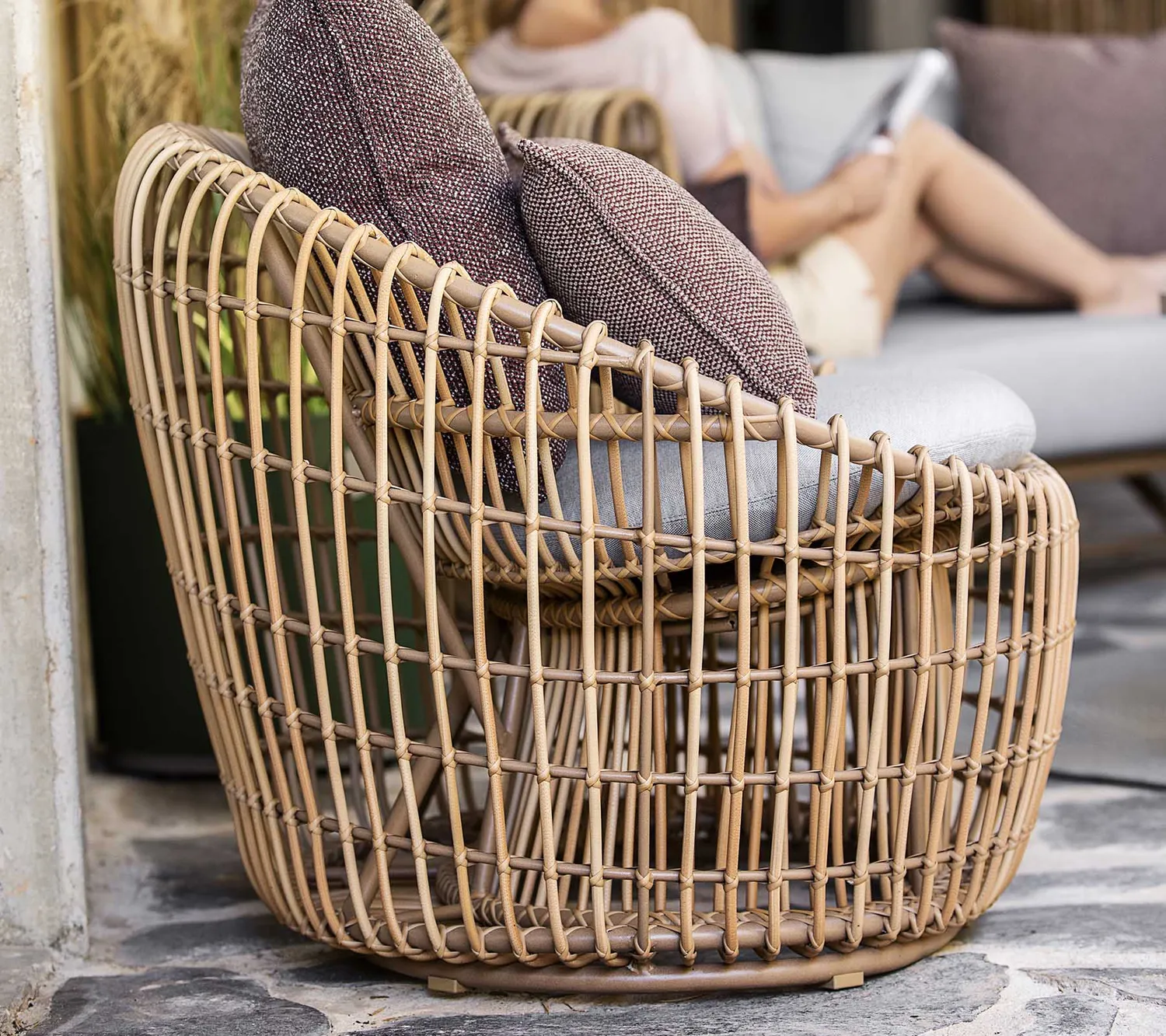 Cane-Line Nest round stol hvid Weave QuickDry